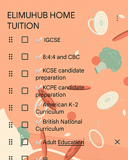 We offer tuition in IGCSE, Edexcel, K-2, IB, KCSE, KCPE and adult tuition